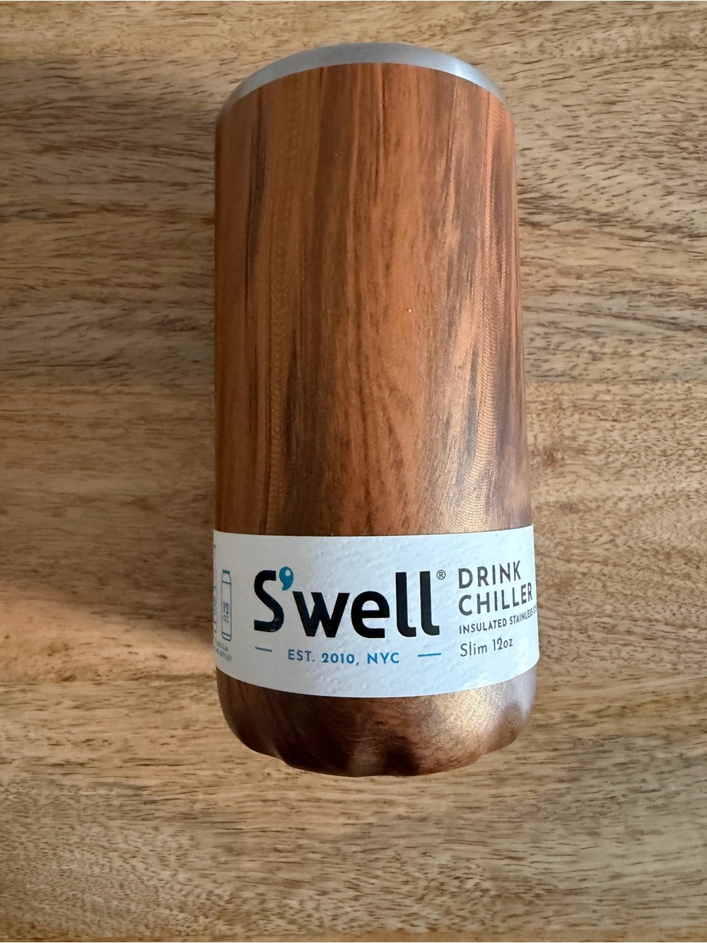 S'well Woodgrain Slim Drink Chiller - Wood Brown
